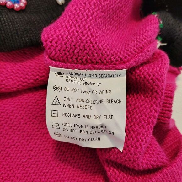 Vtg BP Design Christmas Tree Sweater Embellished Beaded Flashy Colorful Large - Picture 9 of 11